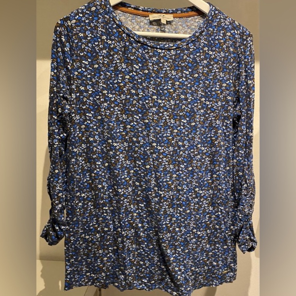 Hampton Republic Navy Floral 3/4sleeve Top Sz M
